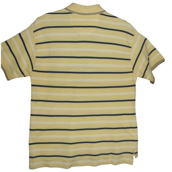 St John's Bay Polo Shirt Mens Large Yellow Blue White Striped Pique short sleeve - Picture 6 of 7